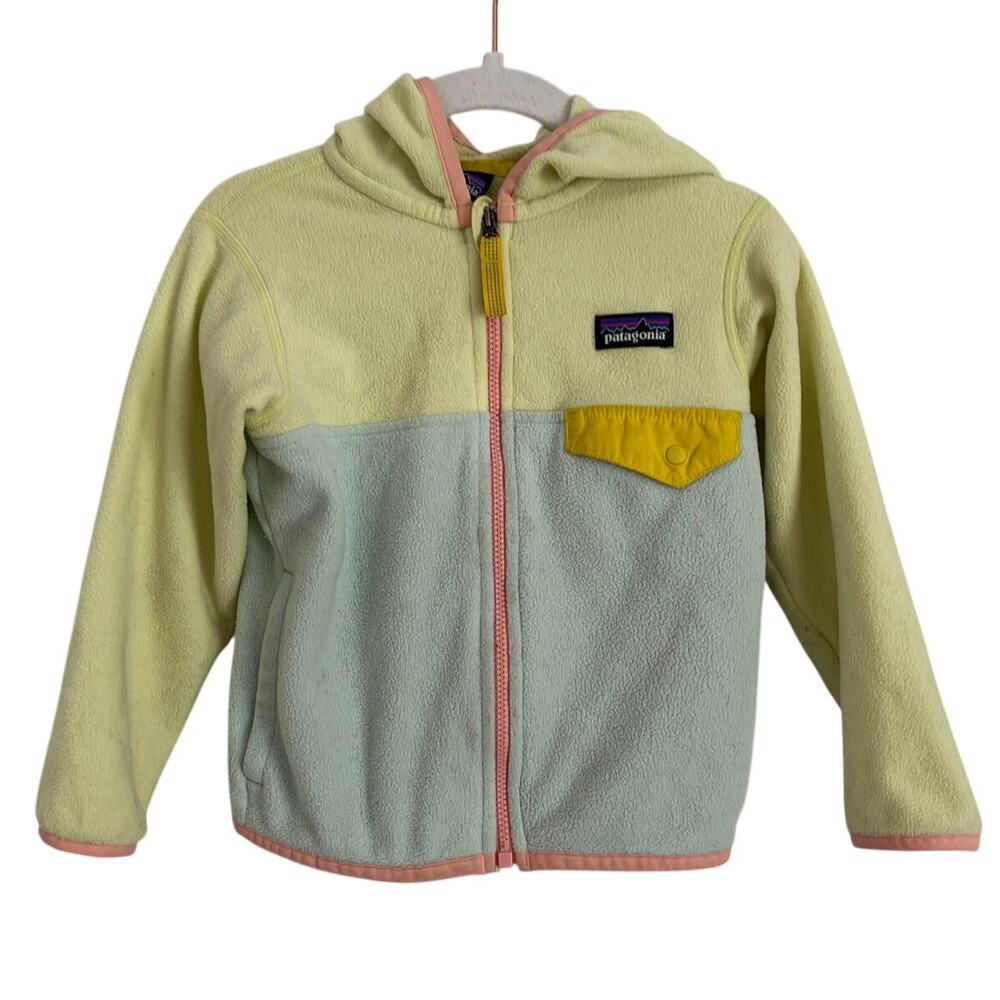 Patagonia Micro D Snap-T Jacket - Fleece Full Zip - Yellow/Blue 2T Hooded